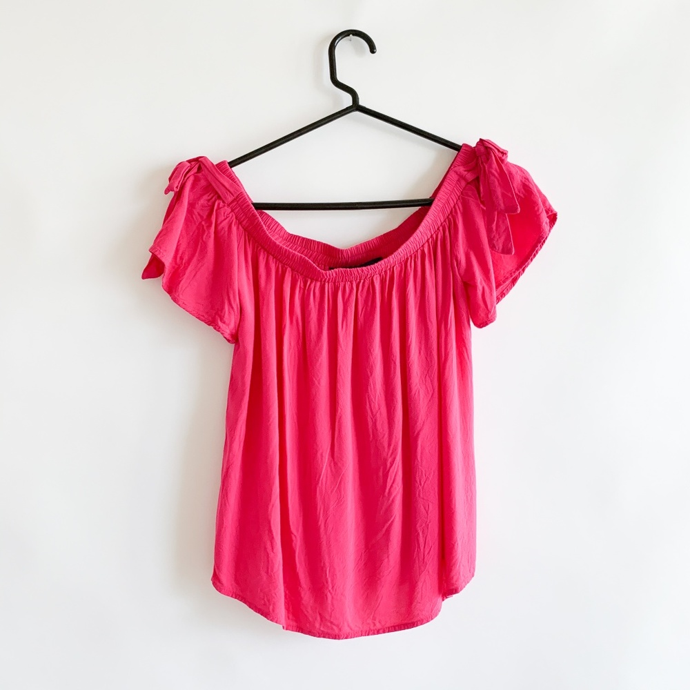 Francesca's Off Shoulder Pink Crop Top